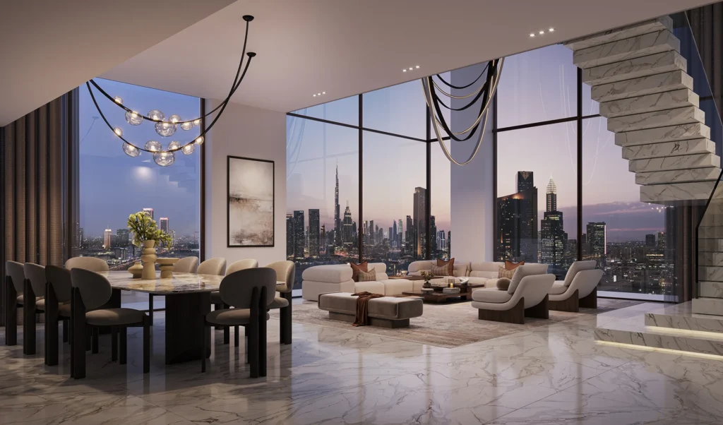 3-bedroom apartment interior at The Residences DIFC featuring luxury bedroom design and skyline views