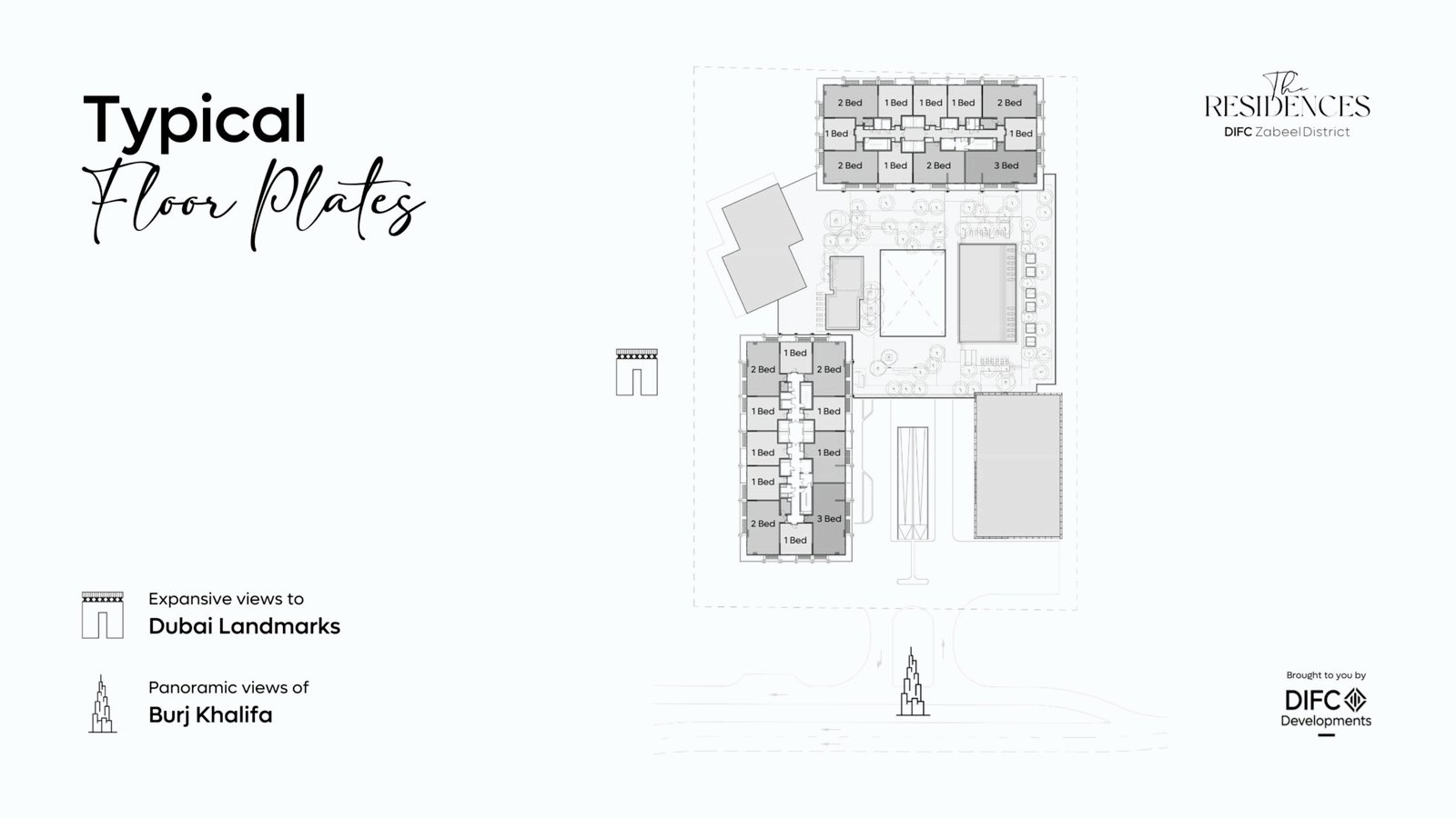 Floor plan layouts at The Residences DIFC showcasing apartment and penthouse configurations